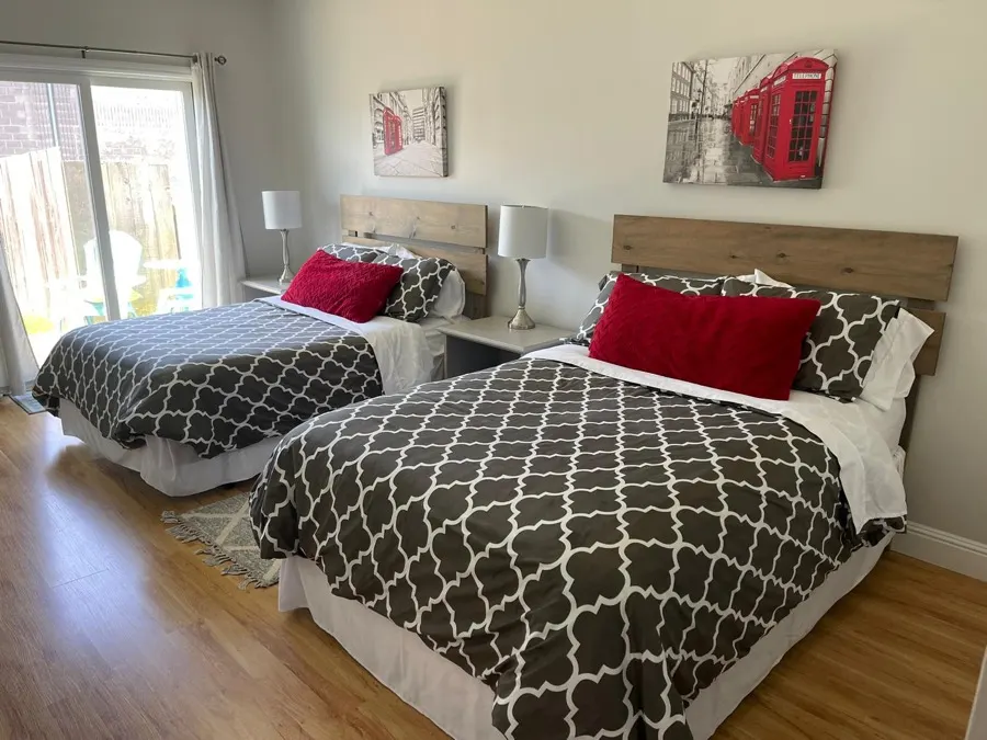 Guest bedroom prepared for an Airbnb turnover in Maryland