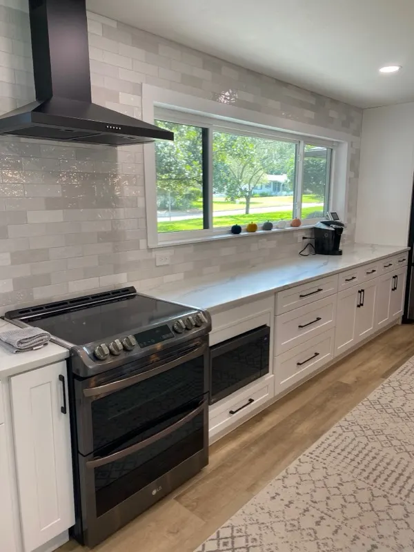 Renovated kitchen cleaned after the previous occupants moved out of a Maryland home