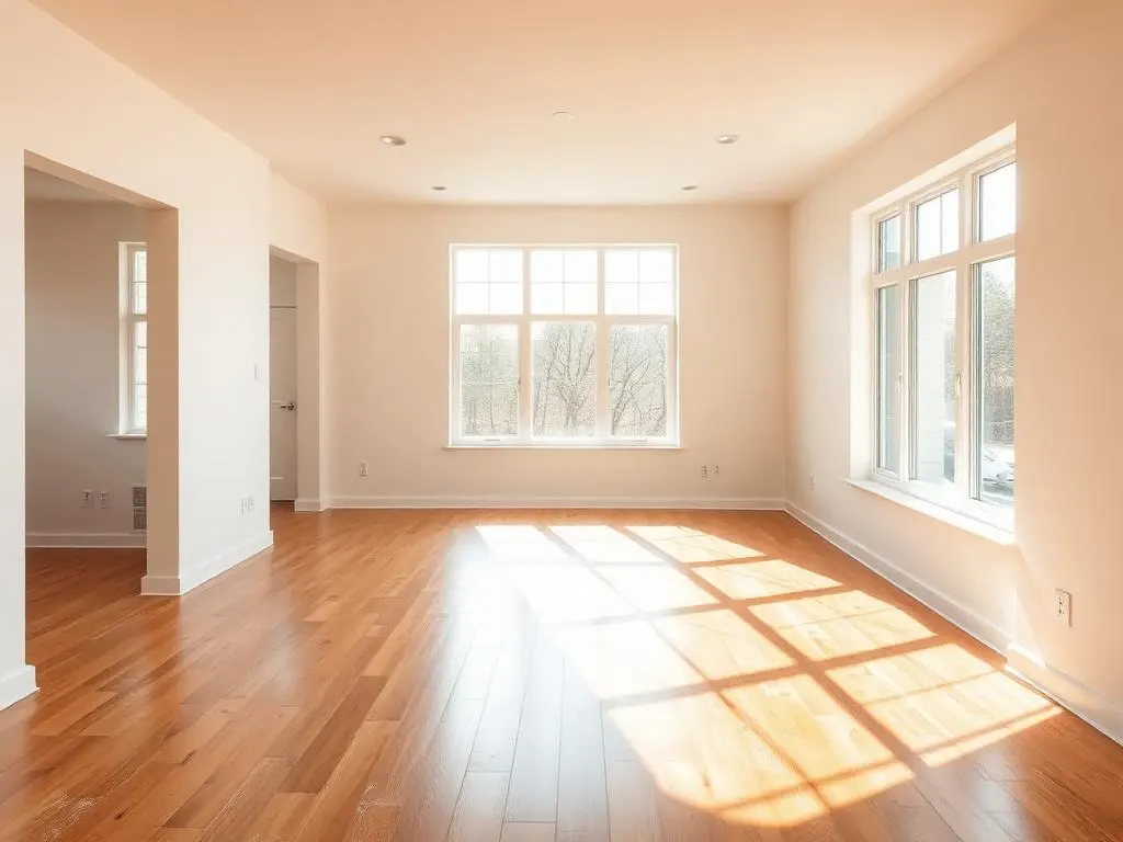 Newly finished apartment room after construction residue was removed